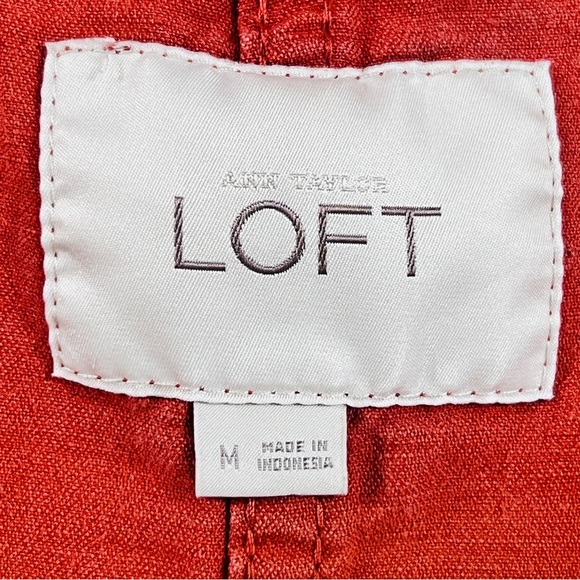 Loft Harvest orange Anorak utility hoodie linen blend Jacket womens M NWOT - Picture 8 of 11